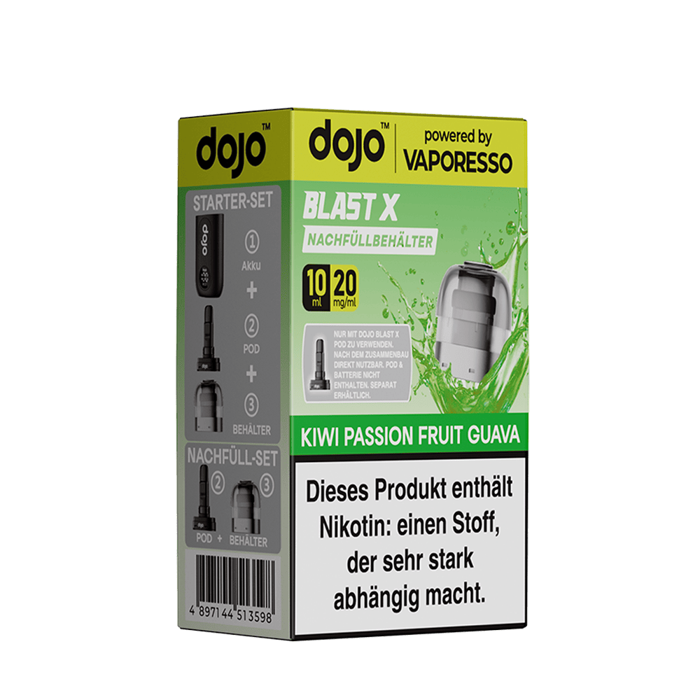 Vaporesso dojo Blast X Einweg Pod - Kiwi Passionfruit Guava - 20mg Nikotinsalz 10ml