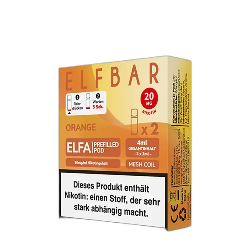2x Elfbar Elfa Einweg Pod - Orange - 20mg Nikotinsalz 2ml