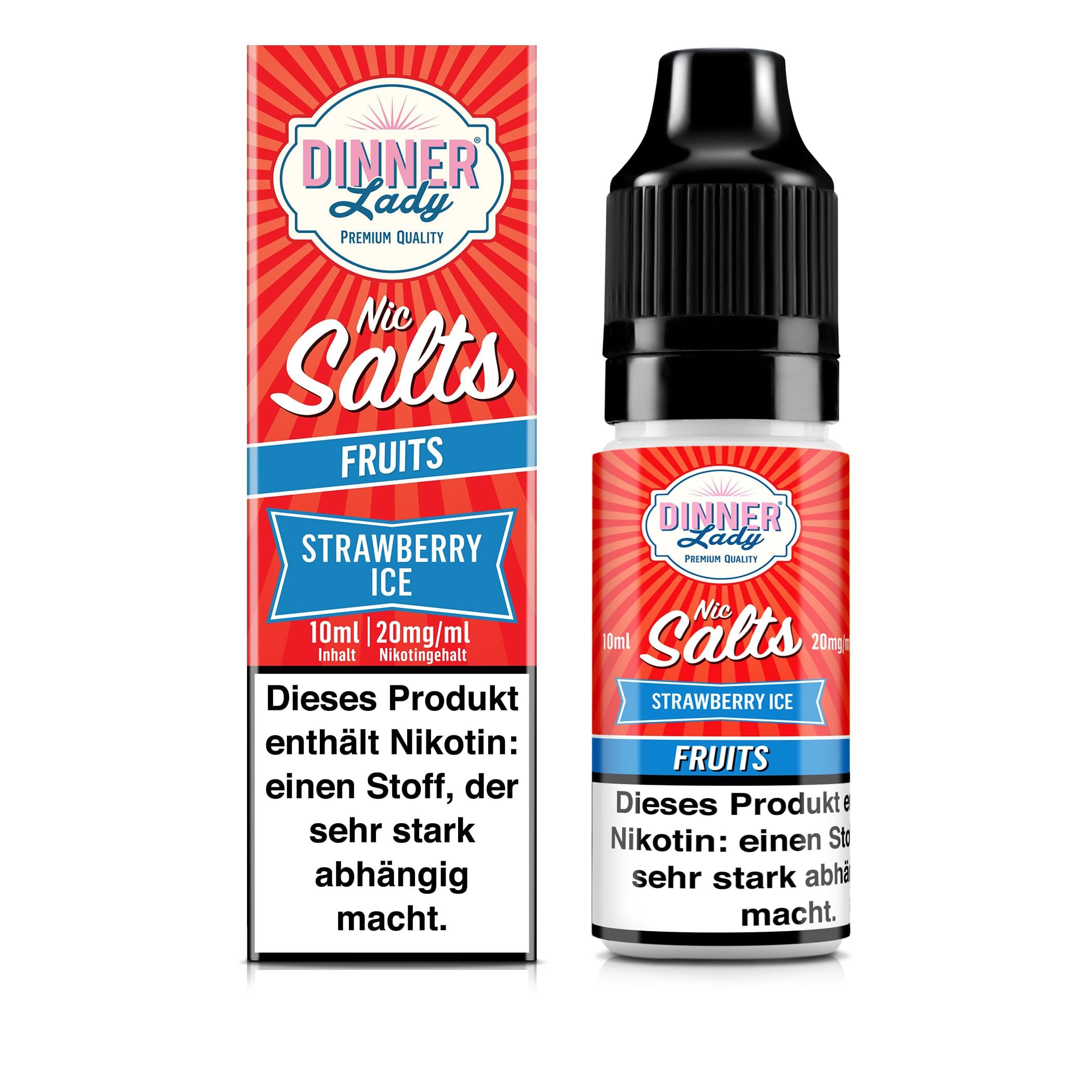 Dinner Lady Nikotinsalz - Strawberry Ice - 50/50 10ml Liquid 20mg