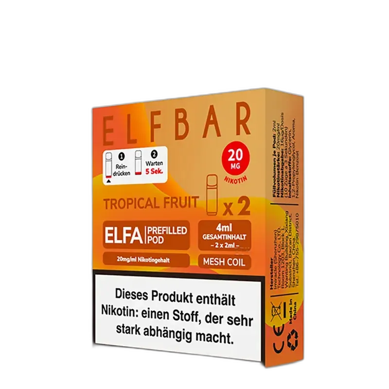 2x Elfbar Elfa Einweg Pod - Tropical Fruit - 20mg Nikotinsalz 2ml
