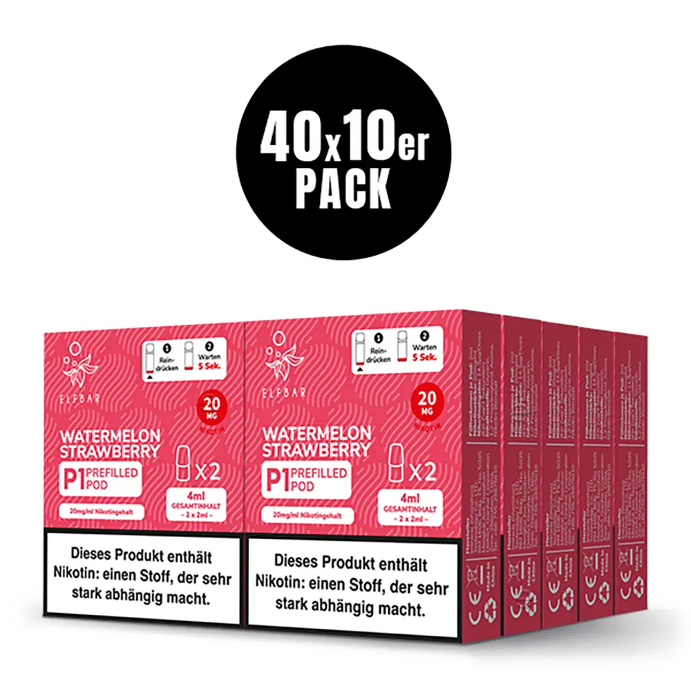 2x Elfbar Mate 500 Einweg P1 Pod - Watermelon Strawberry - 20mg Nikotinsalz 2ml