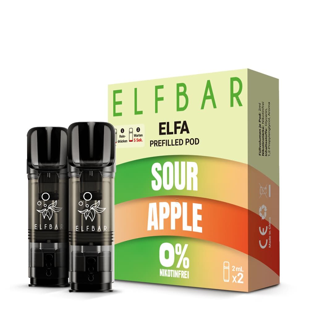 2x Elfbar Elfa Einweg Pod - Sour Apple - 0mg 2ml
