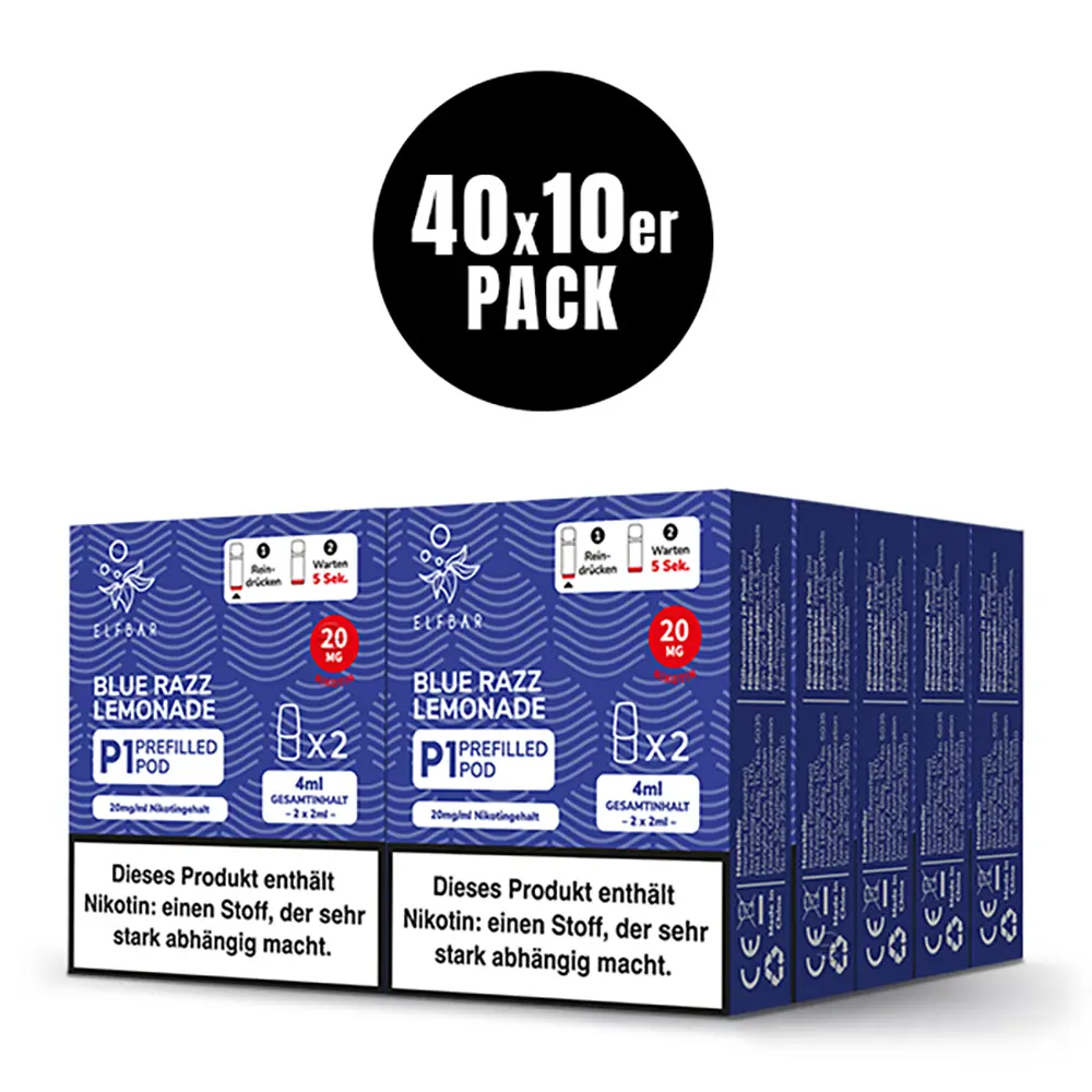 2x Elfbar Mate 500 Einweg P1 Pod - Blue Razz Lemonade - 20mg Nikotinsalz 2ml