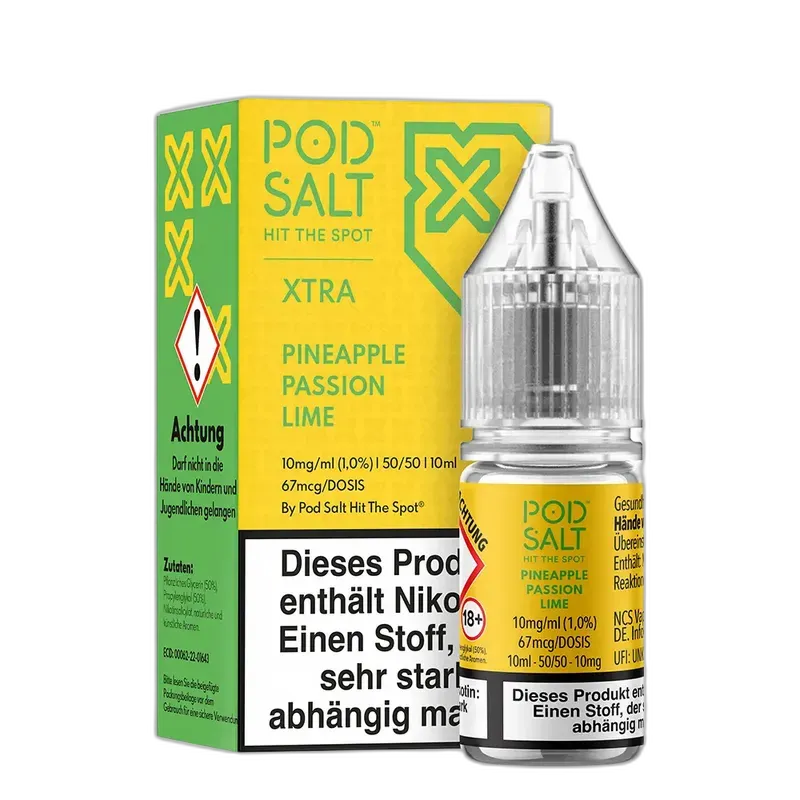 Pod Salt Xtra Nikotinsalz - Pineapple Passion Lime - 10ml Liquid 10mg