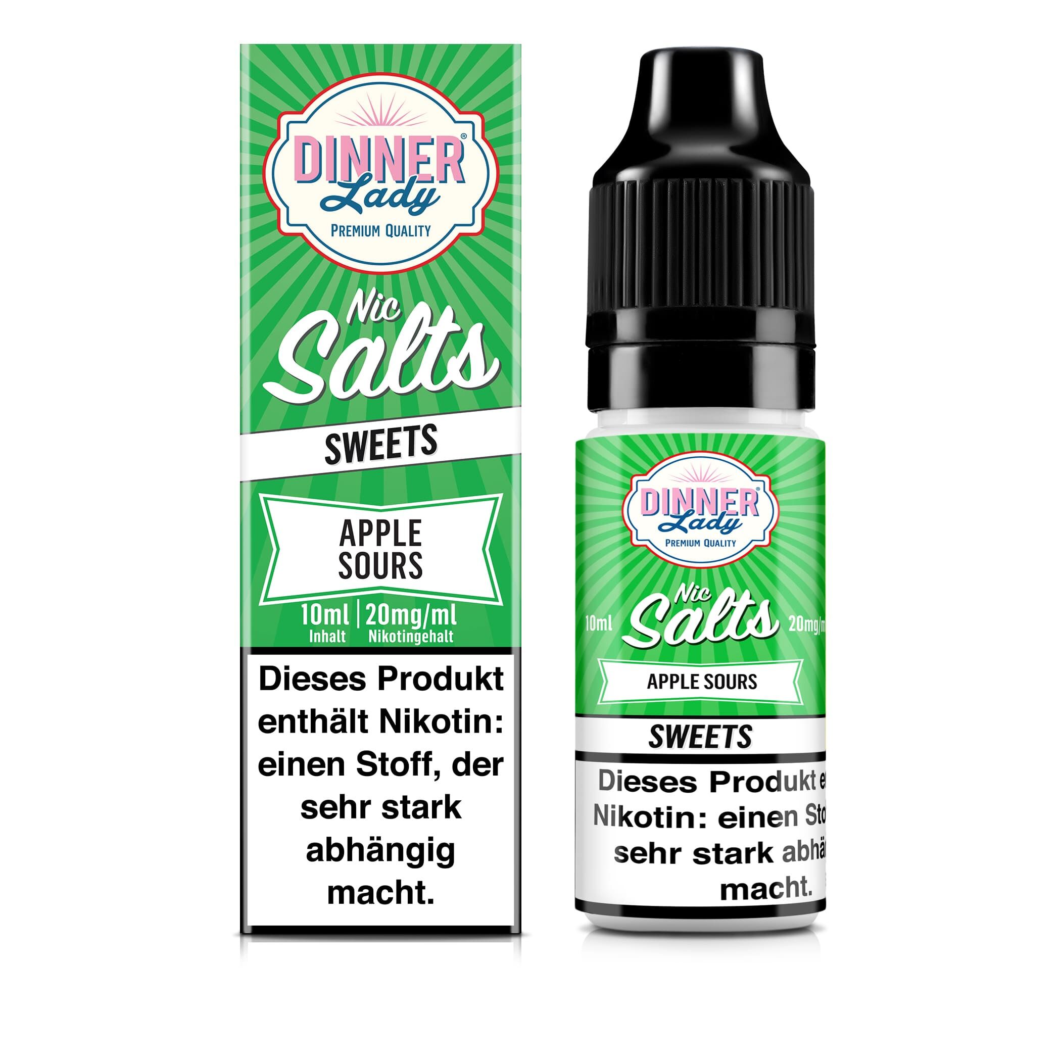 Dinner Lady Nikotinsalz - Apple Sours - 50/50 10ml Liquid 20mg
