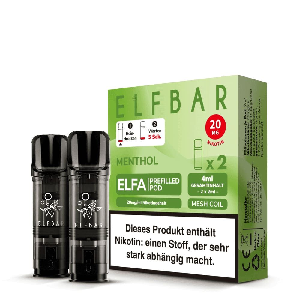 2x Elfbar Elfa Einweg Pod - Menthol - 20mg Nikotinsalz 2ml