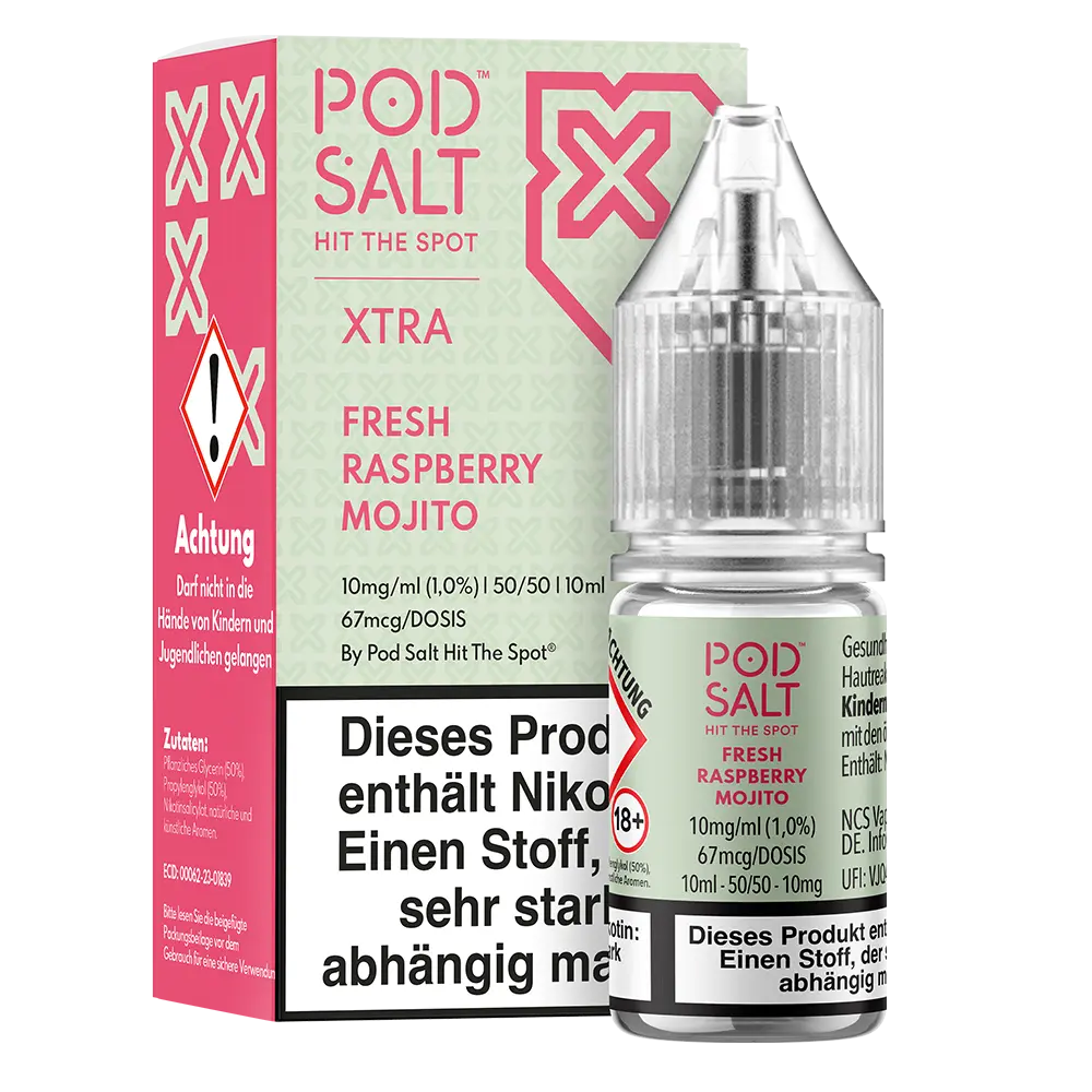 Pod Salt Xtra Nikotinsalz - Fresh Raspberry Mojito - Liquid 10mg 10ml