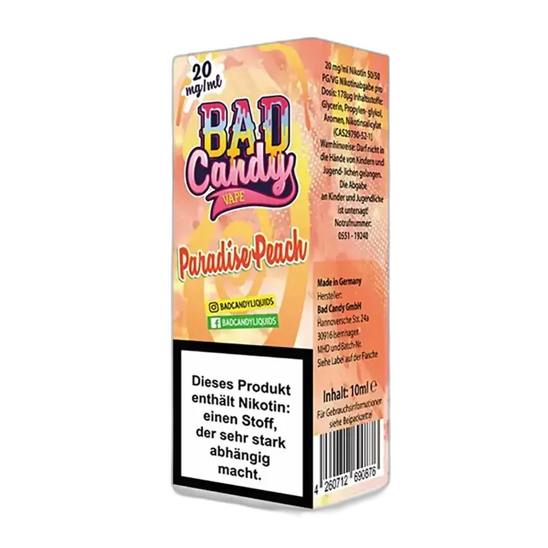Bad Candy Nikotinsalz - Paradise Peach - 10ml Liquid 20mg