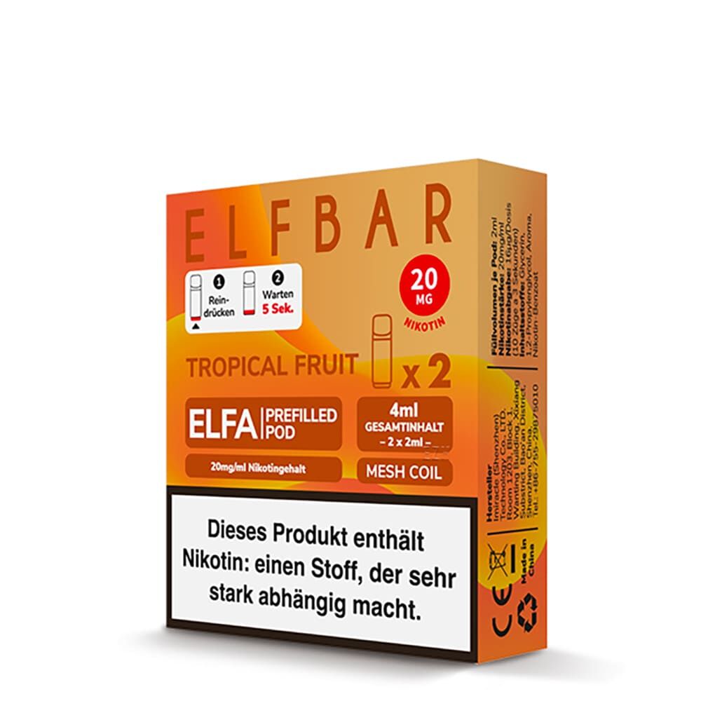2x Elfbar Elfa Einweg Pod - Tropical Fruit - 20mg Nikotinsalz 2ml