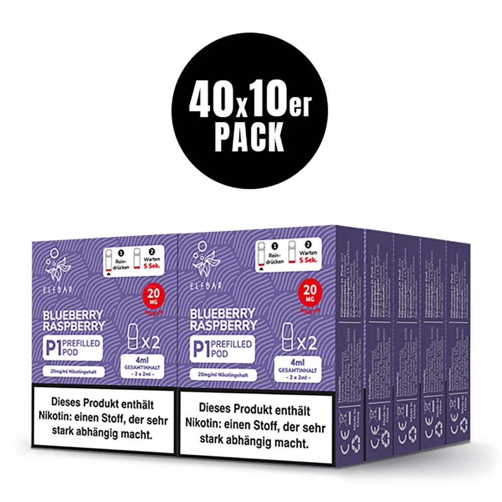 2x Elfbar Mate 500 Einweg P1 Pod - Blueberry Raspberry - 20mg Nikotinsalz 2ml
