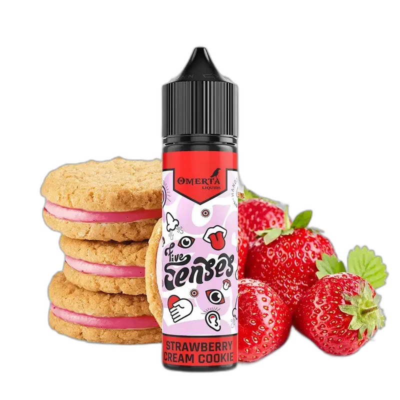 Omerta Aroma Longfill - 5Senses Strawberry Cream Cookies - 10ml in 60ml Flasche