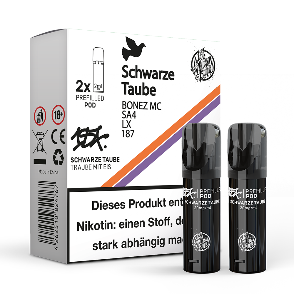 2x 187 Strassenbande Einweg Pod - Schwarze Taube - 20mg Nikotinsalz 2ml