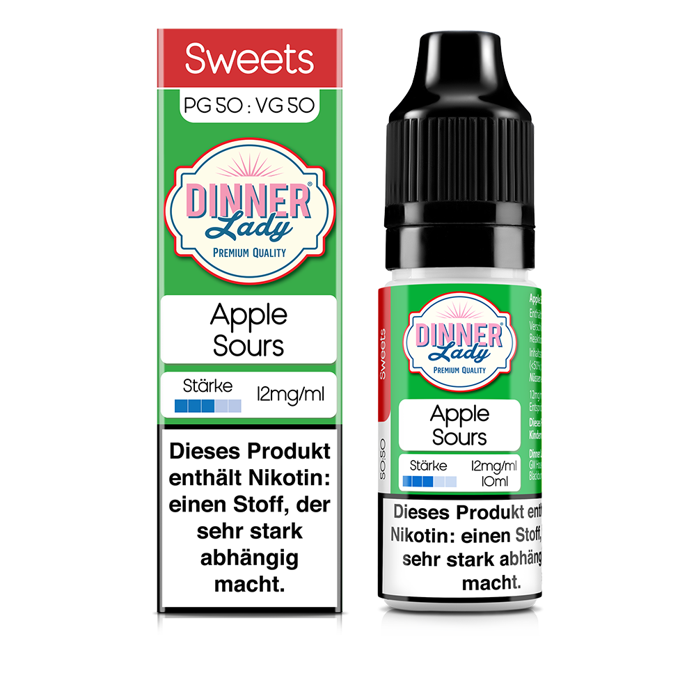Dinner Lady Liquid - Apple Sours - 50/50 10ml 12mg Dinner Lady Liquid - Apple Sours - 50/50 10ml 12mg