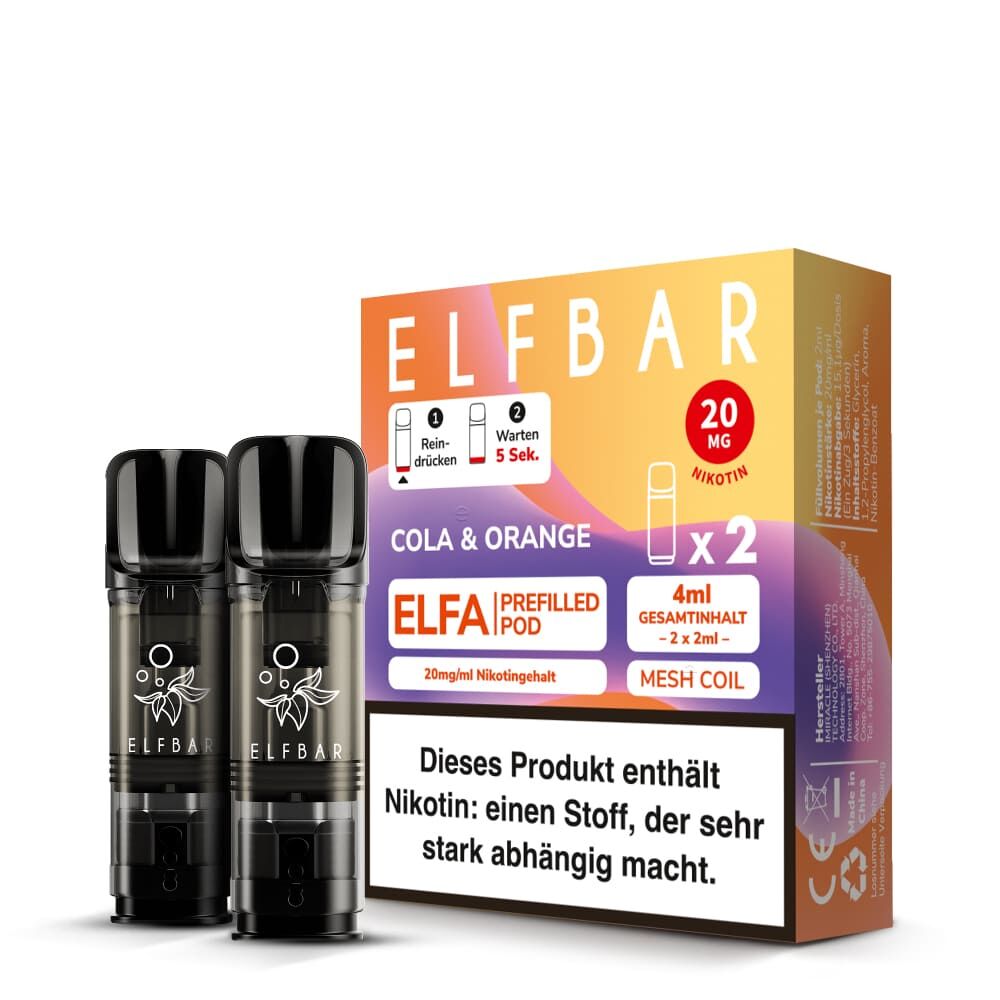 2x Elfbar Elfa Einweg Pod - Cola & Orange - 20mg Nikotinsalz 2ml