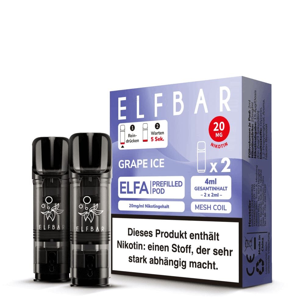 2x Elfbar Elfa Einweg Pod - Grape Ice - 20mg Nikotinsalz 2ml