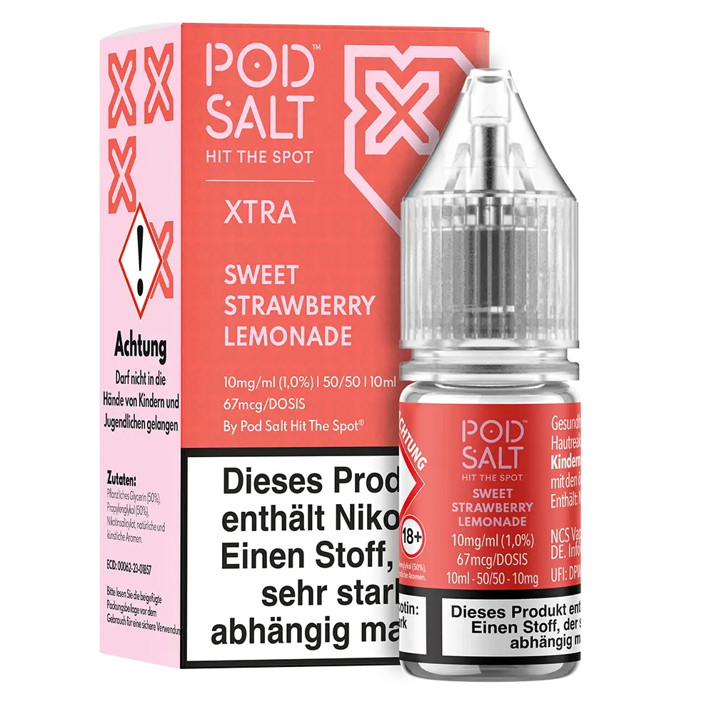 Pod Salt Xtra Nikotinsalz - Sweet Strawberry Lemonade - Liquid 10mg 10ml