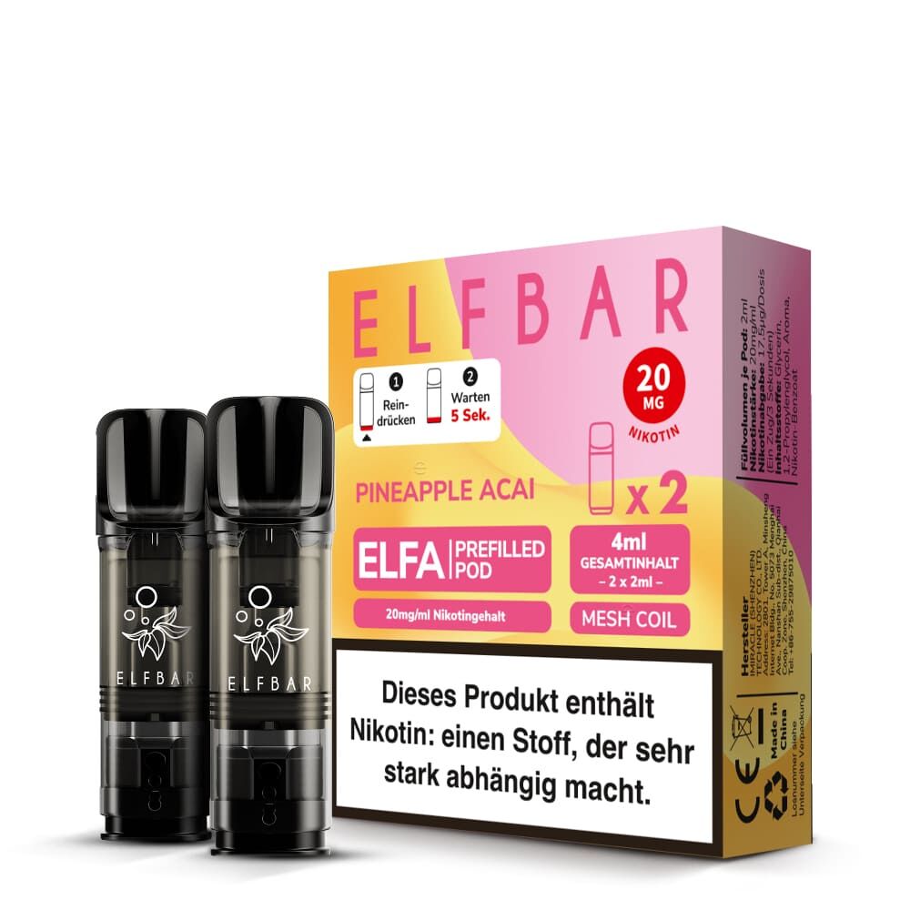 2x Elfbar Elfa Einweg Pod - Pineapple Acai - 20mg Nikotinsalz 2ml