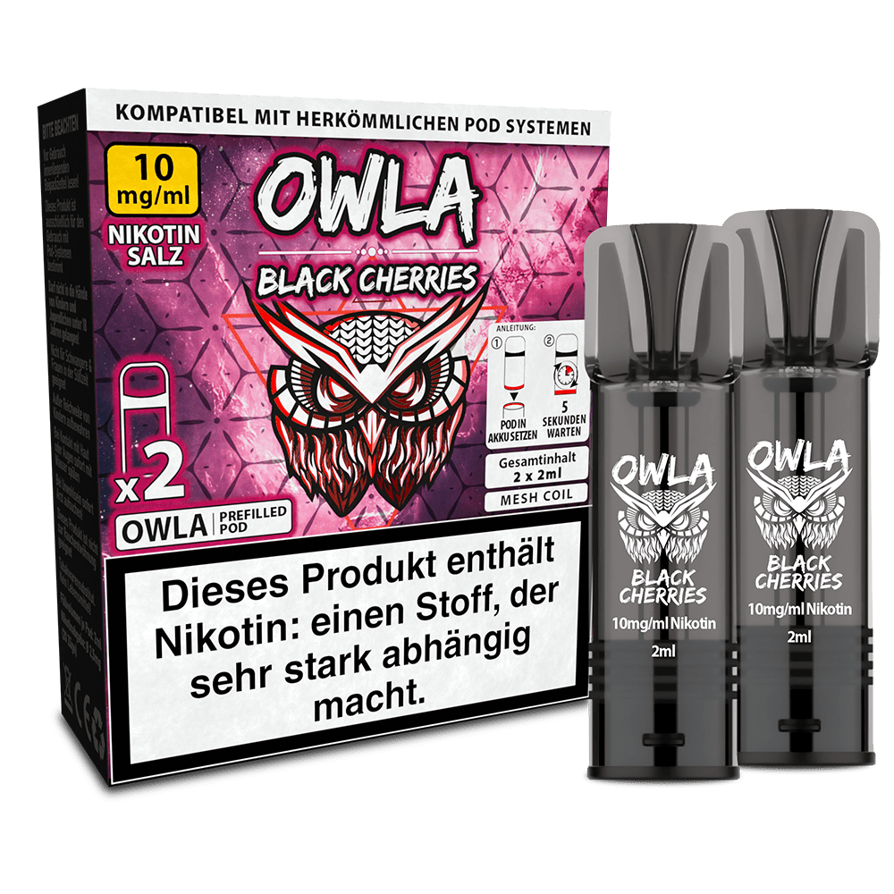 2x OWLA Einweg Pod - Black Cherries - 10mg Nikotinsalz 2ml