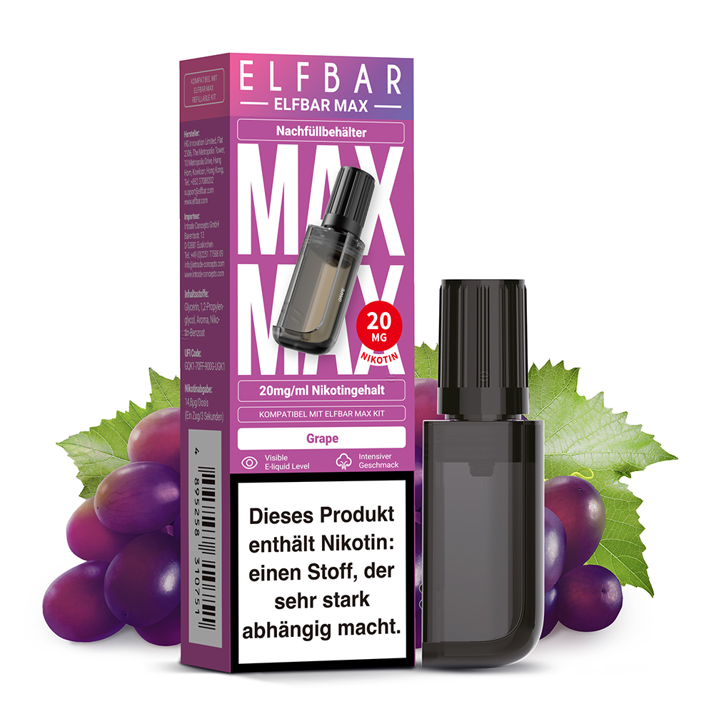 Elfbar MAX Refill Pod - Grape - 20mg Nikotinsalz 10ml