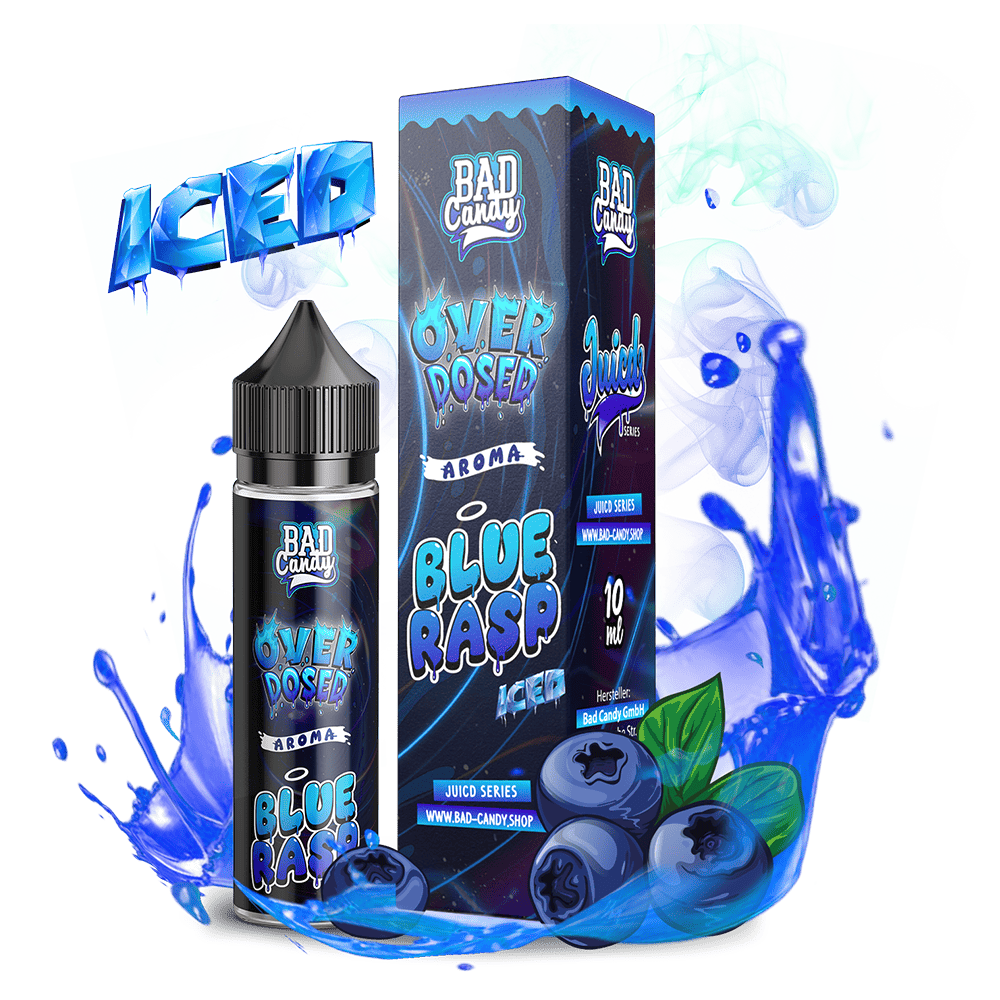 Bad Candy Longfill - Blue Rasp Iced - Overdosed 10ml Aroma in 60 ml Flasche