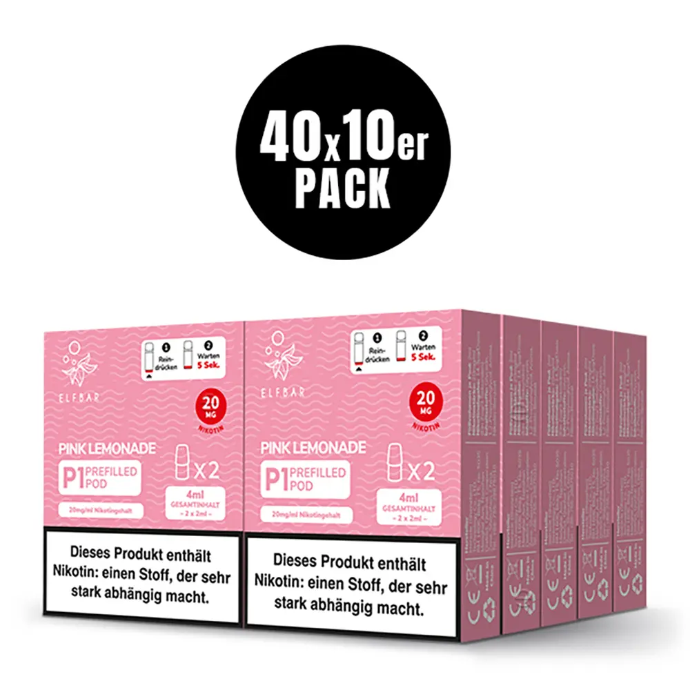2x Elfbar Mate 500 Einweg P1 Pod - Pink Lemonade - 20mg Nikotinsalz 2ml