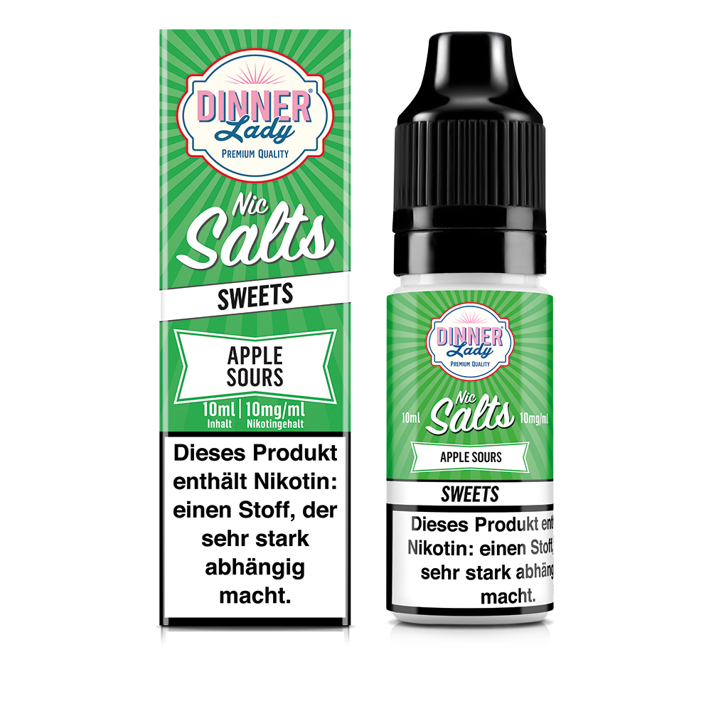 Dinner Lady Nikotinsalz - Apple Sours - 50/50 10ml Liquid 10mg Dinner Lady Nikotinsalz - Apple Sours - 50/50 10ml Liquid 10mg