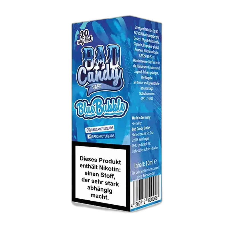 Bad Candy Nikotinsalz - Blue Bubble - 10ml Liquid 10mg Bad Candy Nikotinsalz - Blue Bubble - 10ml Liquid 10mg
