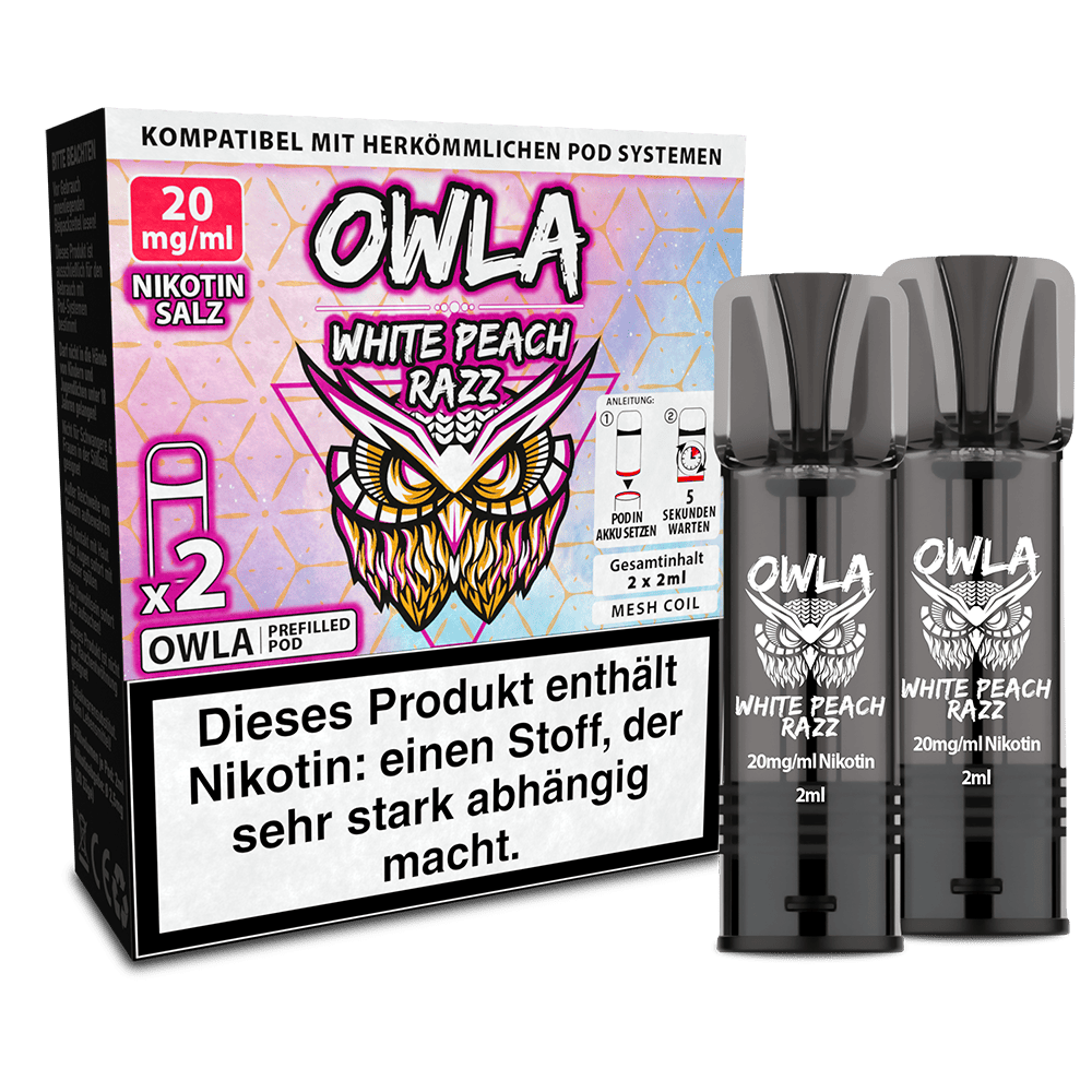 2x OWLA Einweg Pod - White Peach Razz - Nikotinsalz 2ml