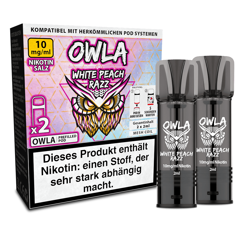 2x OWLA Einweg Pod - White Peach Razz - 10mg Nikotinsalz 2ml