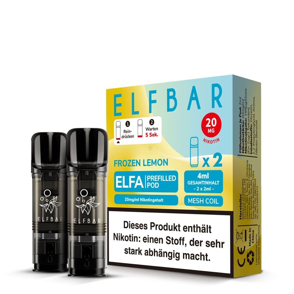 2x Elfbar Elfa Einweg Pod - Frozen Lemon - 20mg Nikotinsalz 2ml