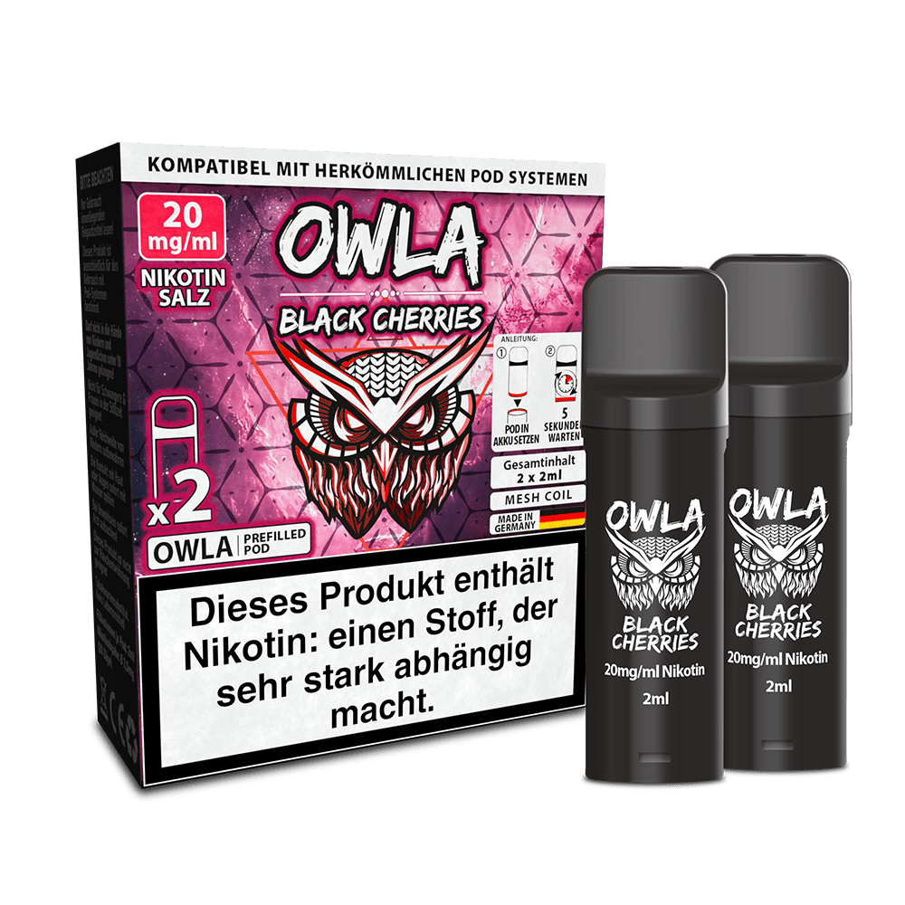 2x OWLA Einweg Pod - Black Cherries - 20mg Nikotinsalz 2ml