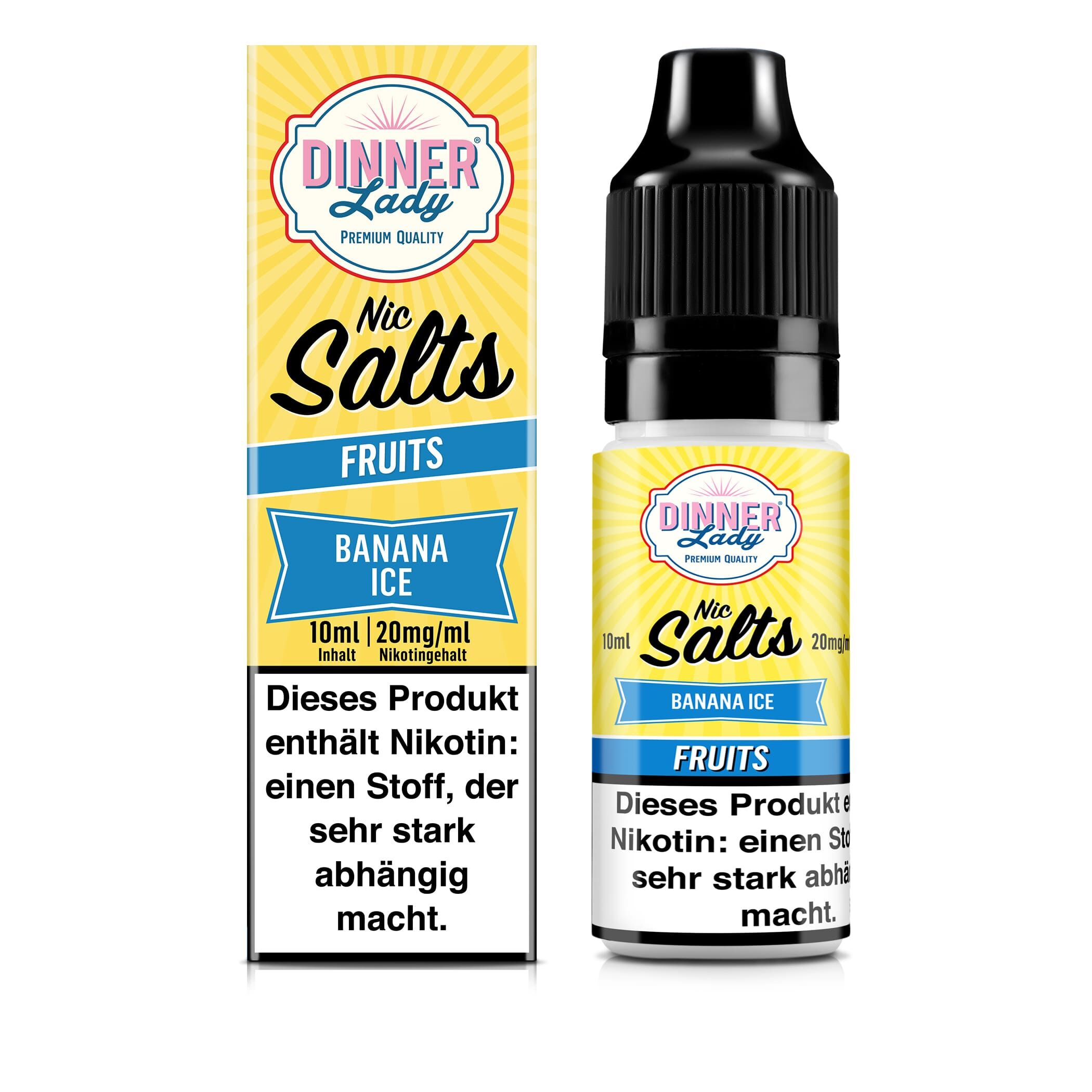 Dinner Lady Nikotinsalz - Banana Ice - 50/50 10ml Liquid 20mg