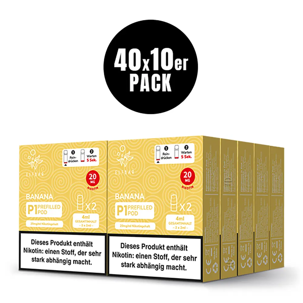 2x Elfbar Mate 500 Einweg P1 Pod - Banana - 20mg Nikotinsalz 2ml