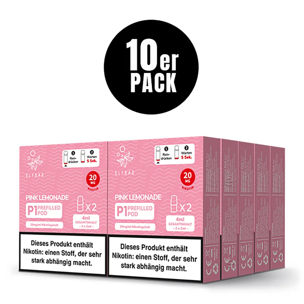 2x Elfbar Mate 500 Einweg P1 Pod - Pink Lemonade - 20mg Nikotinsalz 2ml