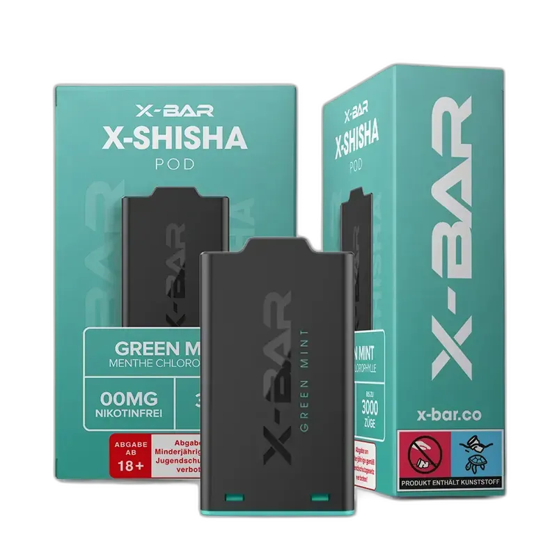 X-Bar - X-Shisha Pod - Green Mint  - 7ml 0mg