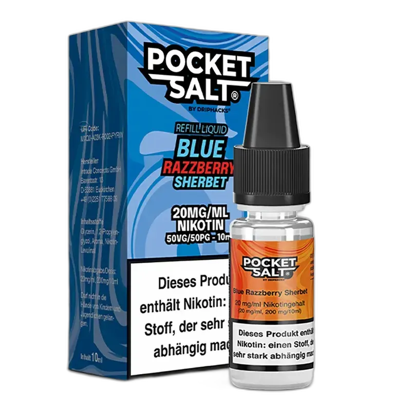 Pocket Salt Nikotinsalz - Blue Razzberry Sherbet - 10ml Liquid 20mg