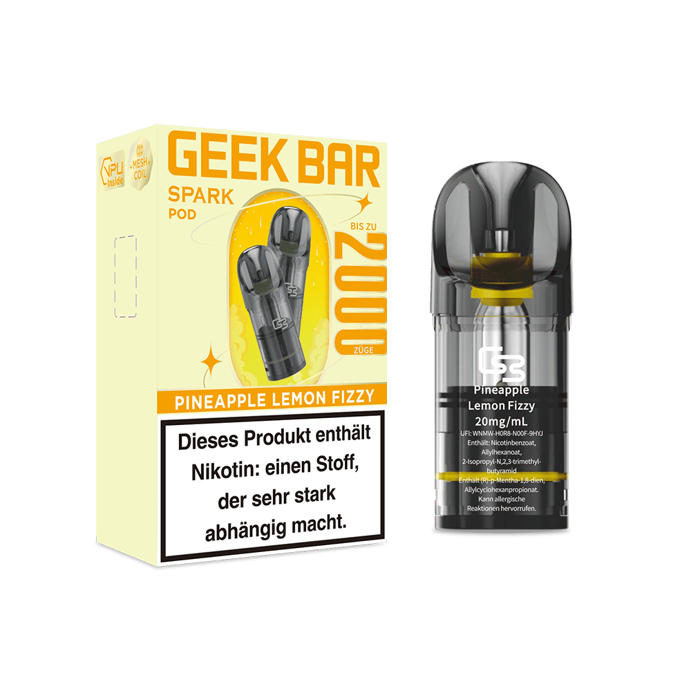 2x Geek Bar Spark Pod - Pineapple Lemon Fizzy - 20mg Nikotinsalz 2ml