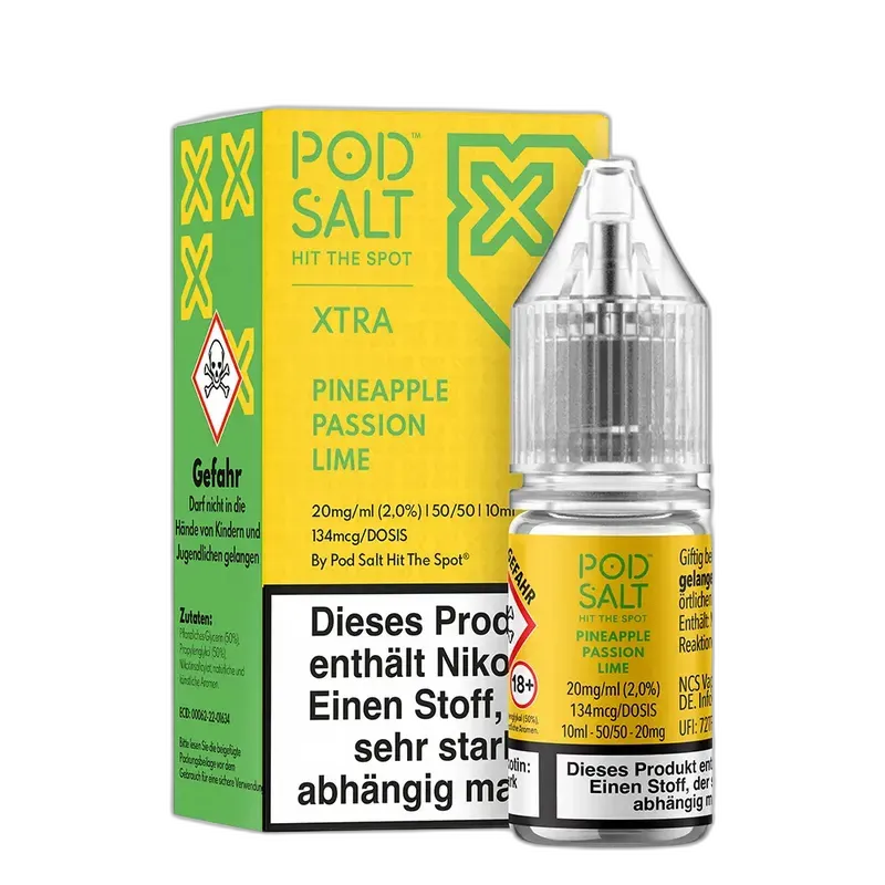 Pod Salt Xtra Nikotinsalz - Pineapple Passion Lime - 10ml Liquid 20mg
