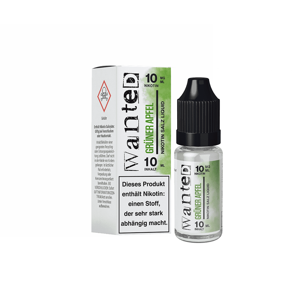 Wanted Nikotinsalz - grüner Apfel - Overdosed 10ml Liquid 10mg