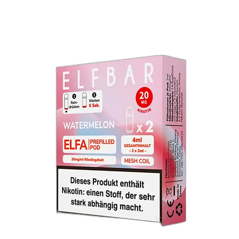 2x Elfbar Elfa Einweg Pod - Watermelon - 20mg Nikotinsalz 2ml