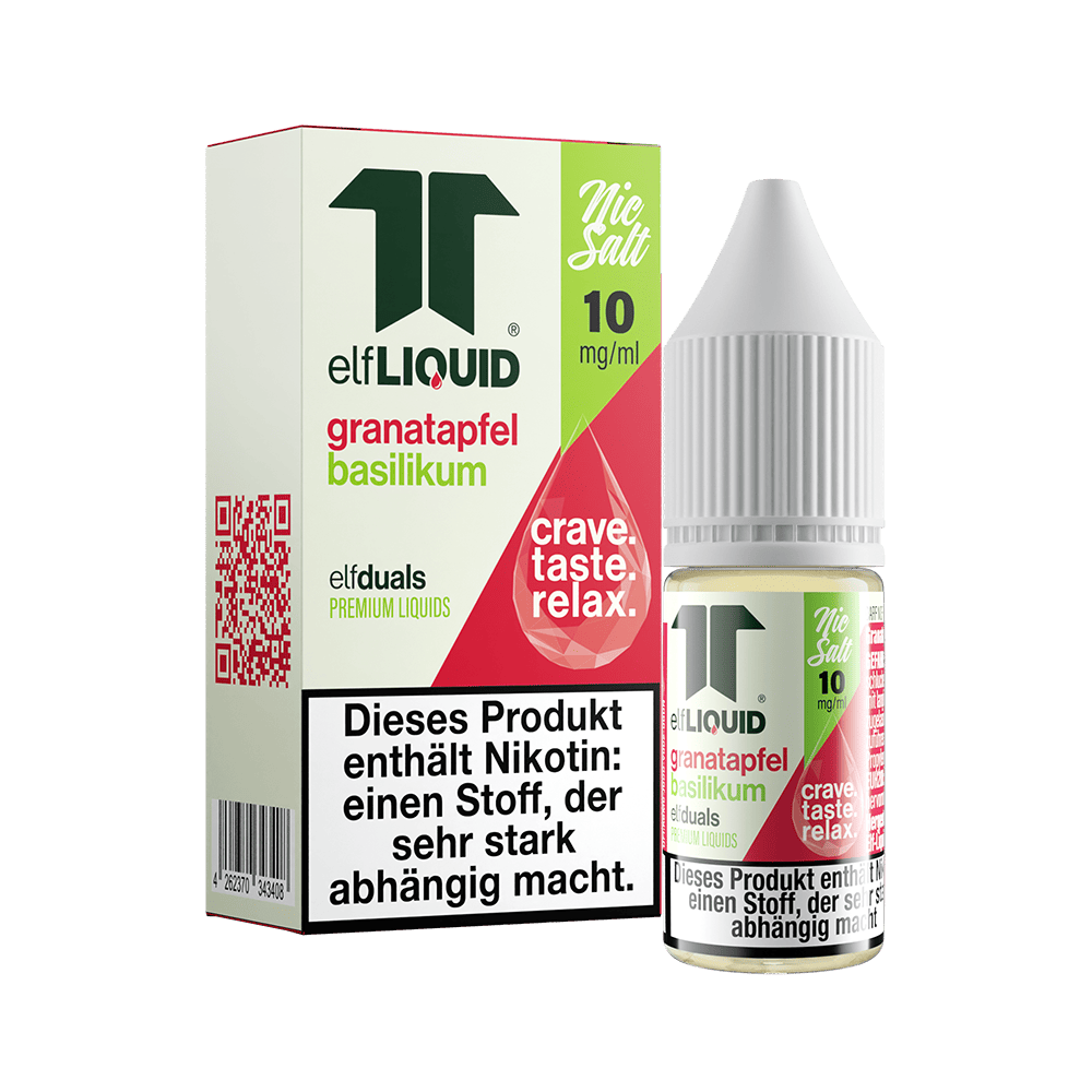 Elf-Liquid Nikotinsalz - Granatapfel Basilikum - 10ml Liquid 10mg