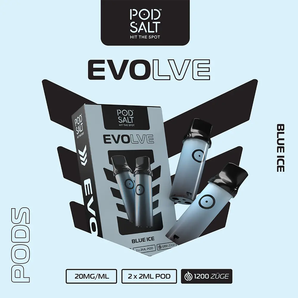 2x Pod Salt Evolve Einweg Pod - Blue Ice - 20mg Nikotinsalz 2ml 2x Pod Salt Evolve Einweg Pod - Blue Ice - 20mg Nikotinsalz 2ml