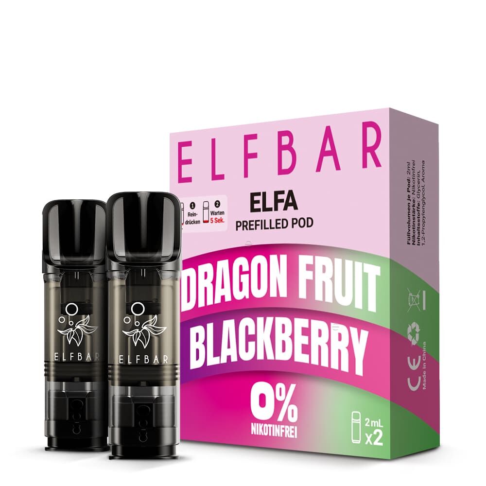 2x Elfbar Elfa Einweg Pod - Dragon Fruit Blackberry - 0mg 2ml