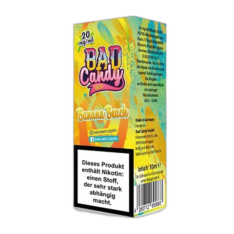 Bad Candy Nikotinsalz - Banana Beach - 10ml Liquid 20mg