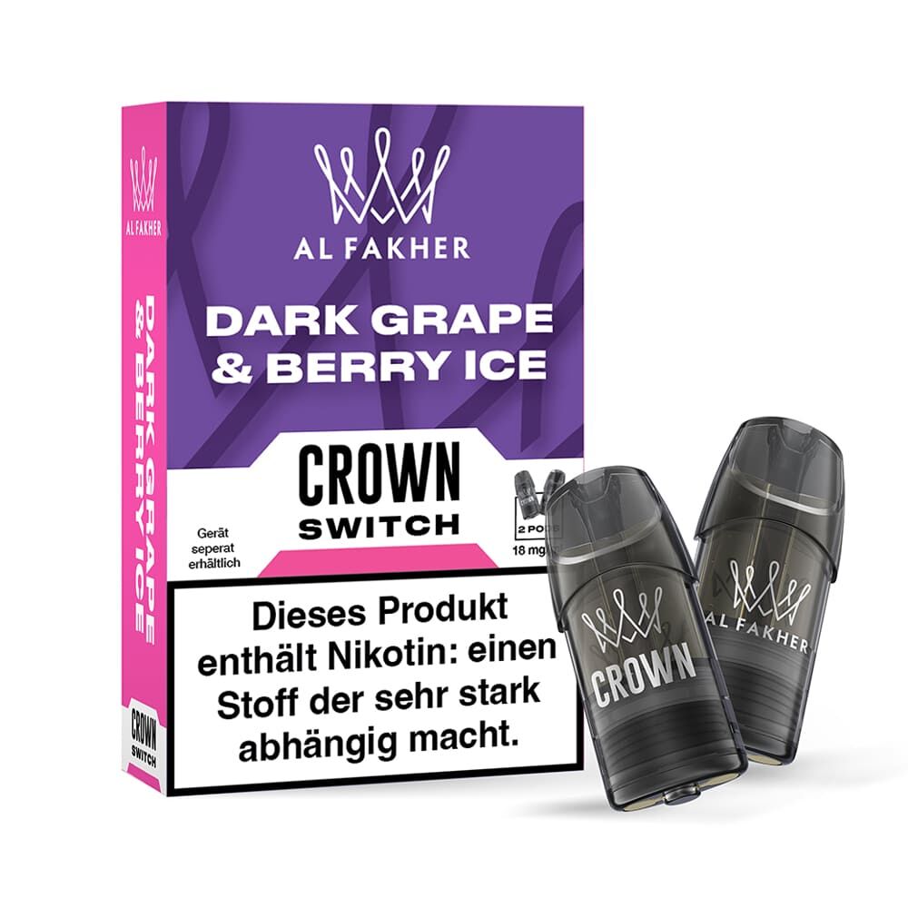 2x Al Fakher Crown Switch Einweg Pod - Dark Grape & Berry Ice - 18mg Nikotinsalz 2ml