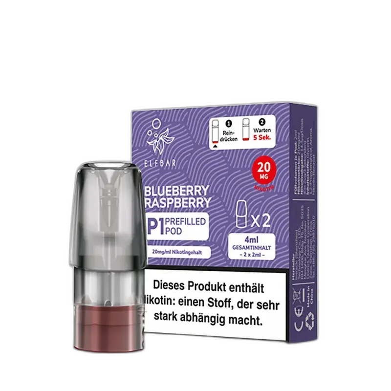 2x Elfbar Mate 500 Einweg P1 Pod - Blueberry Raspberry - 20mg Nikotinsalz 2ml