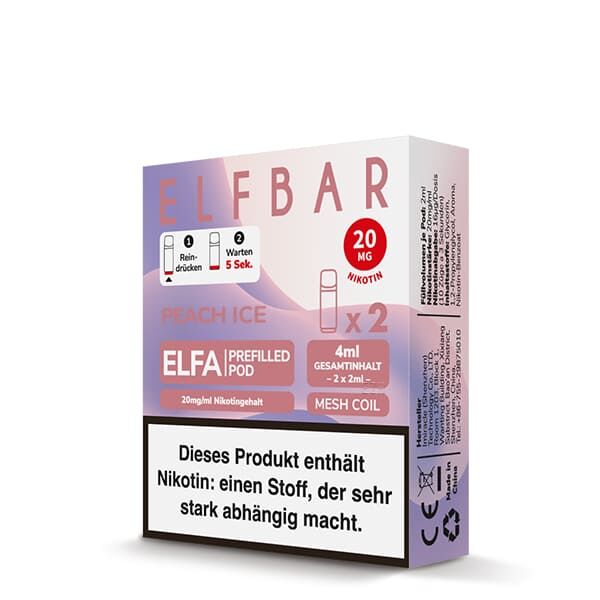2x Elfbar Elfa Einweg Pod - Peach Ice (Juicy Peach) - 20mg Nikotinsalz 2ml