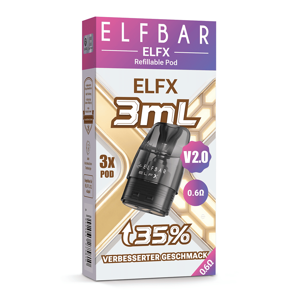 3x Elfbar ELFX V2.0 3ml Pod 0.6 Ohm (ELFX, Mini, Pro, 2)