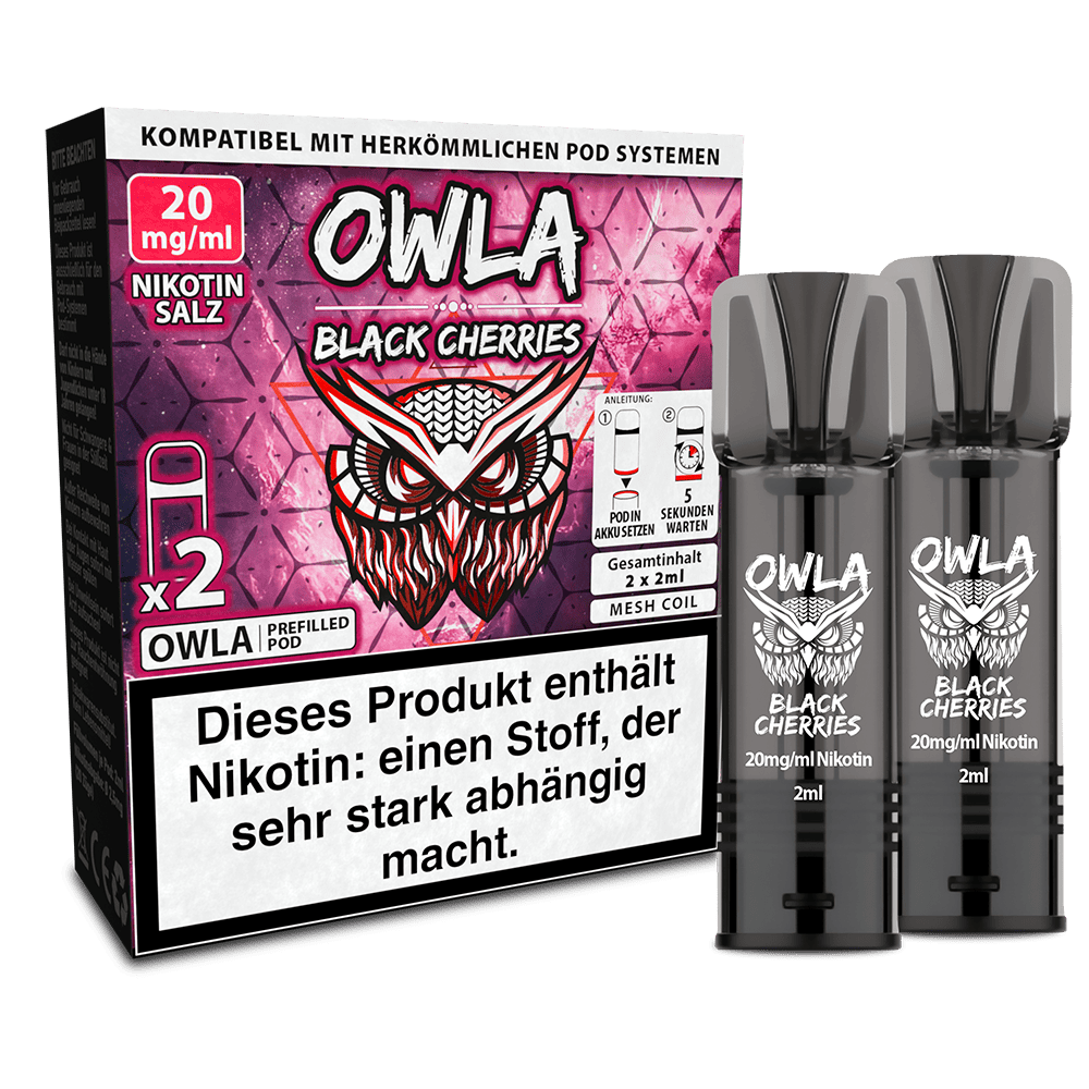 2x OWLA Einweg Pod - Black Cherries - 20mg Nikotinsalz 2ml
