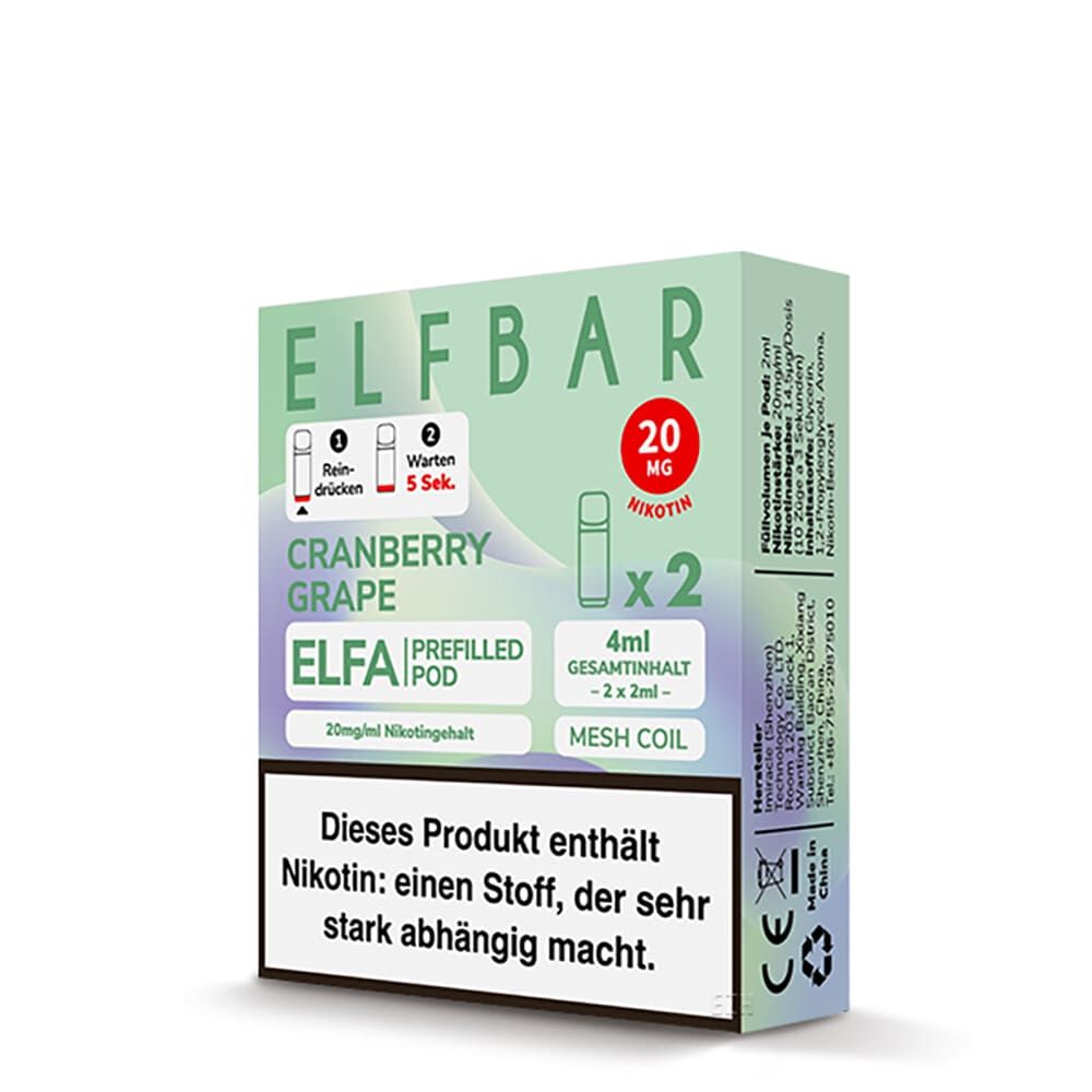 2x Elfbar Elfa Einweg Pod - Cranberry Grape - 20mg Nikotinsalz 2ml